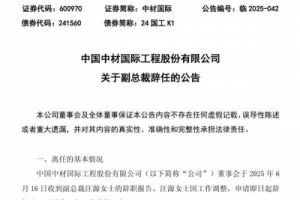 中材国际副总裁辞职